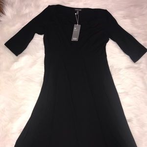 Eileen Fisher black drape neck dress XS